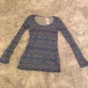 Kirra turquoise tribal long sleeve shirt pacsun